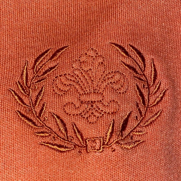 BLAIR mock turtleneck long sleeve fall orange embroidered crest cotton size M - Picture 4 of 10